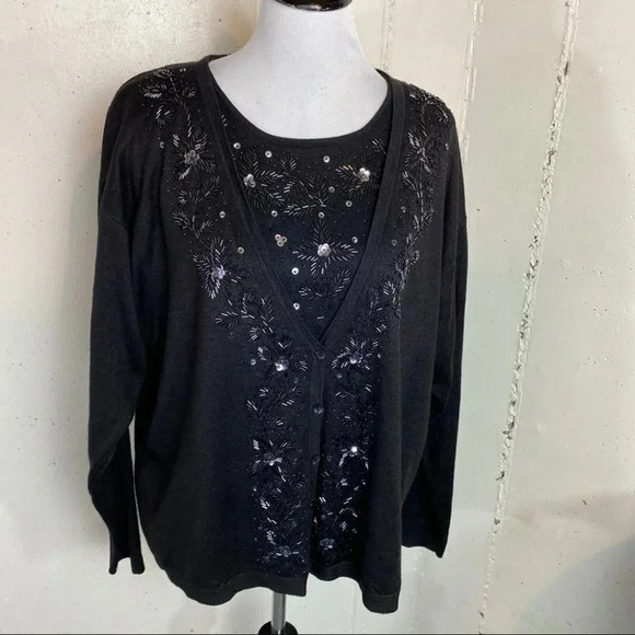 Stefano Basic‎ 22/24 sequin blk 2pc sweater - Picture 9 of 12